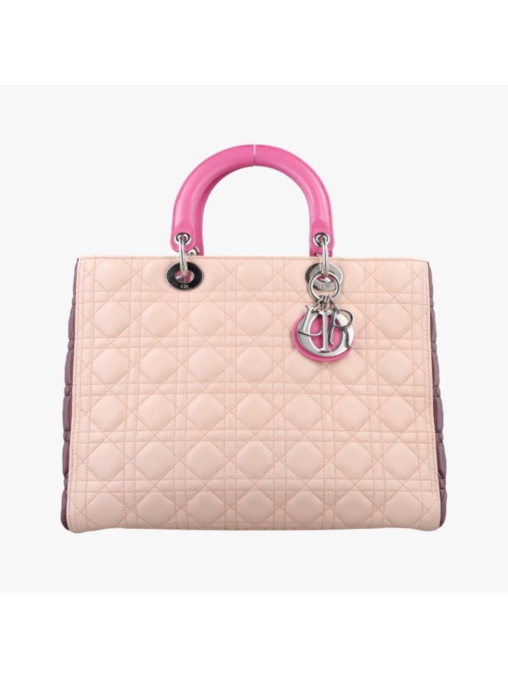 Dior Lady Pink Bordeaux Rose Red Lambskin Handbag